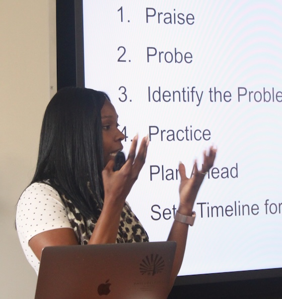 Building 21 staff member Ayris leading professional development.